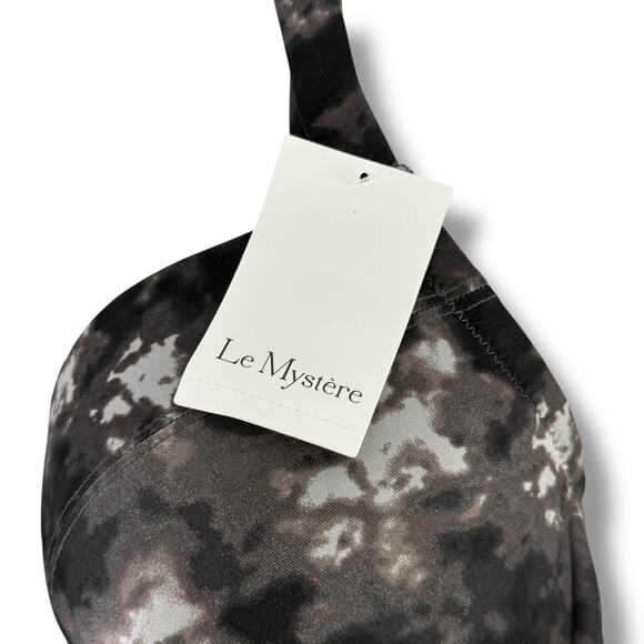 Le Mystere Safari Plunge T Shirt Bra Size 32G Black Marble Print Underwire - Picture 7 of 9